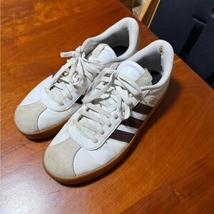 Adidas Men's Cream and Burgundy Sneakers